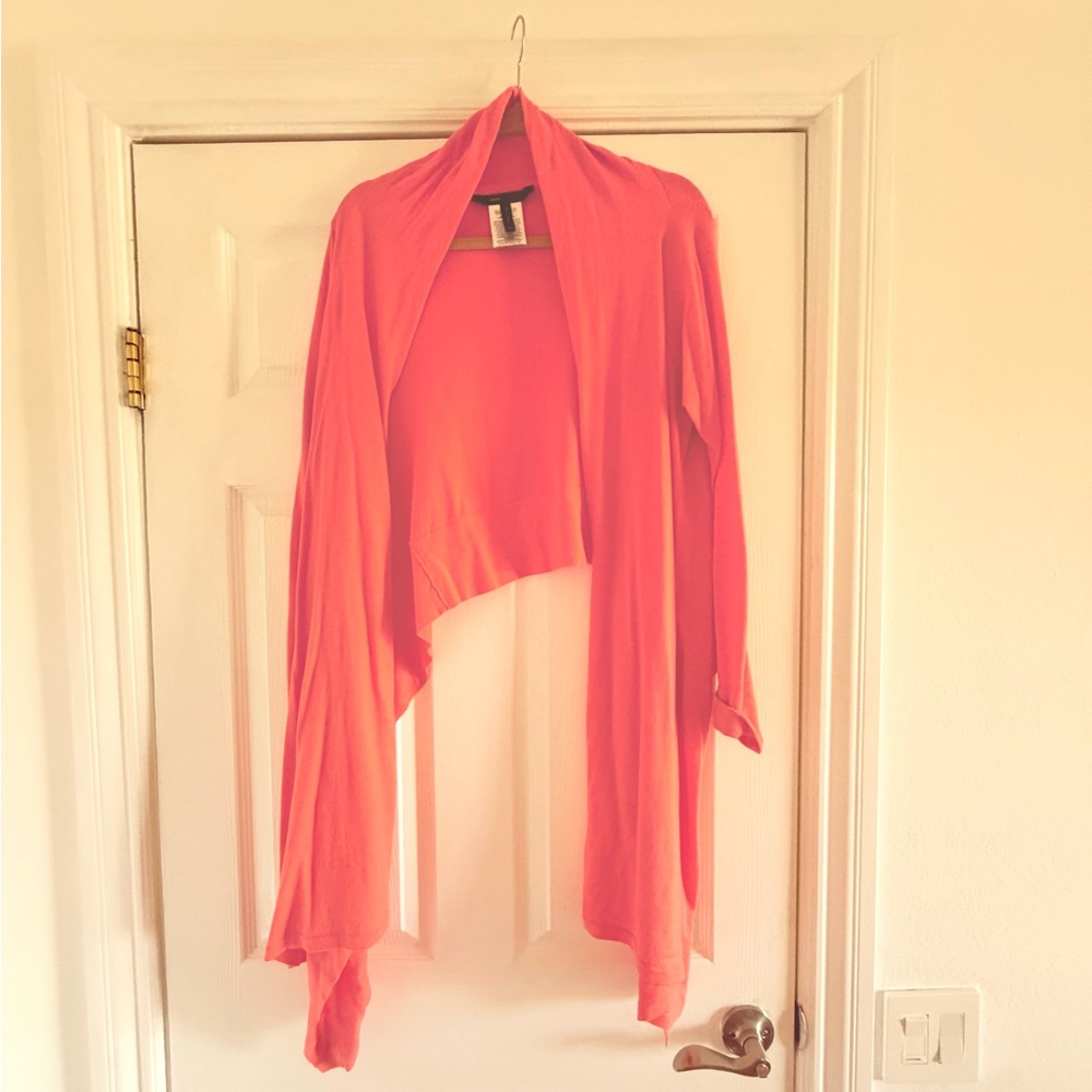 BCBGMaxAzria Coral Open-Front Draped Cardigan